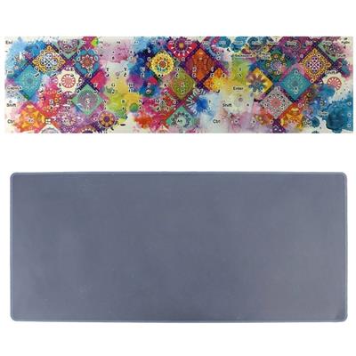 برچسب حروف فارسی کیبورد طرح آبرنگی سنتی به همراه محافظ کیبورد مناسب برای لپ تاپ 156 اینچ