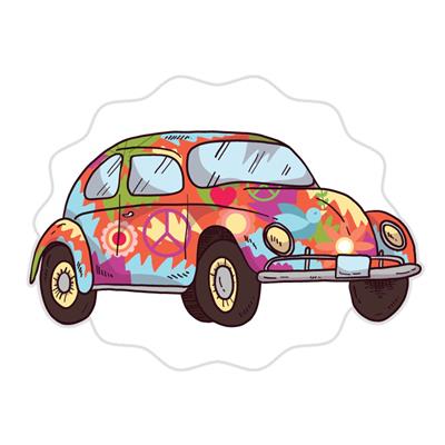 استیکر لپ تاپ وی وین آرت طرح hippie car کد p115