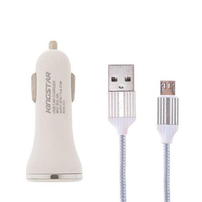 شارژر فندکی کینگ استار مدل k23 c به همراه کابل تبدیل usb c