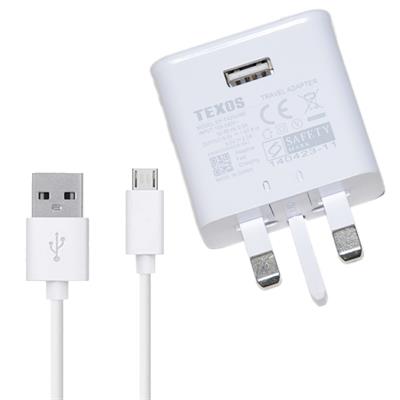 شارژر دیواری تگزوس مدل tx tc04fبه همراه کابل تبدیل microusb