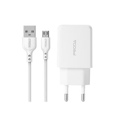شارژر دیواری پرودا مدل lin 01 به همراه کابل تبدیل microusb