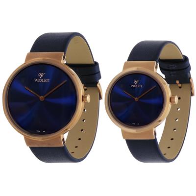ست ساعت مچی عقربه ای زنانه و مردانه ویولت کد 655 0466