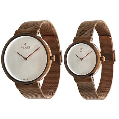 ست ساعت مچی عقربه ای زنانه و مردانه ویولت کد 616 0466