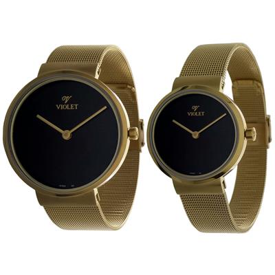 ست ساعت مچی عقربه ای زنانه و مردانه ویولت کد 2 0466