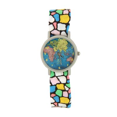 ساعت مچی عقربه ای زنانه ژیهات طرح نقشه جهان کد z017