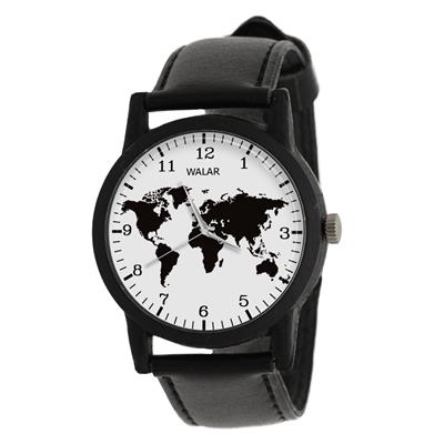 ساعت مچی عقربه ای والار طرح نقشه جهان کد lf2668