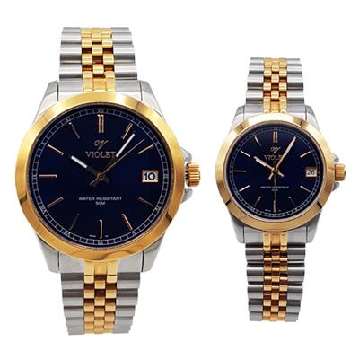 ست ساعت مچی عقربه ای زنانه و مردانه ویولت کد 9 0398