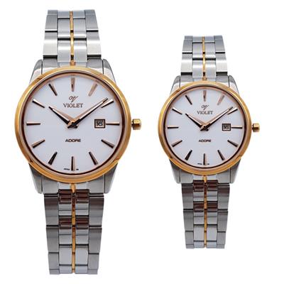 ست ساعت مچی عقربه ای زنانه و مردانه ویولت کد 2 0421