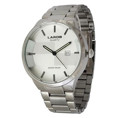 ساعت مچی عقربه ای مردانه لاروس مدل0617 79250 d به همراه دستمال مخصوص برند کلین واچ