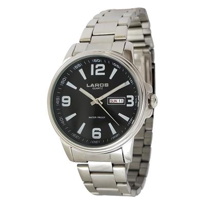 ساعت مچی عقربه ای مردانه لاروس مدل0817 79953 dd به همراه دستمال مخصوص برند کلین واچ