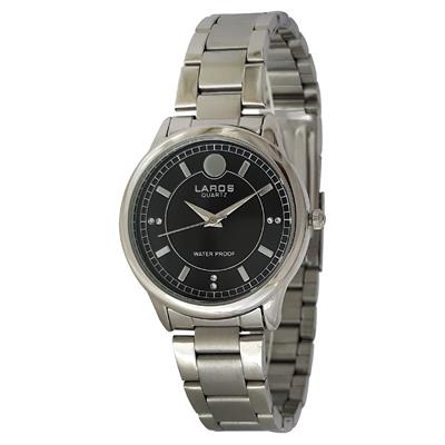 ساعت مچی عقربه ای زنانه لاروس مدل 0916 79914 به همراه دستمال مخصوص برند کلین واچ