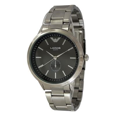 ساعت مچی عقربه ای مردانه لاروس مدل 1116 79965 به همراه دستمال مخصوص برند کلین واچ