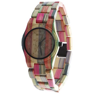 ساعت مچی چوبی عقربه ای زنانه bewell مدل bmk32