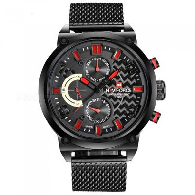 ساعت مچی عقربه ای مردانه نیوی فورس مدل nf9068m mghz به همراه دستمال مخصوص نانو برند کلیر واچ