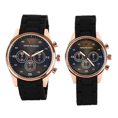 ست ساعت مچی عقربه ای زنانه و مردانه مدل emp blk