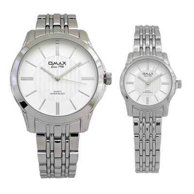 ست ساعت مچی عقربه ای اوماکس مدل hsj807 به همراه دستمال مخصوص برند کلین واچ