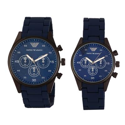 ست ساعت مچی عقربه ای زنانه و مردانه مدل emp blu