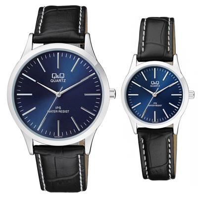 ست ساعت مچی عقربه ای مردانه زنانه کیو اند کیو مدل c212j312y به همراه دستمال مخصوص برند کلین واچ