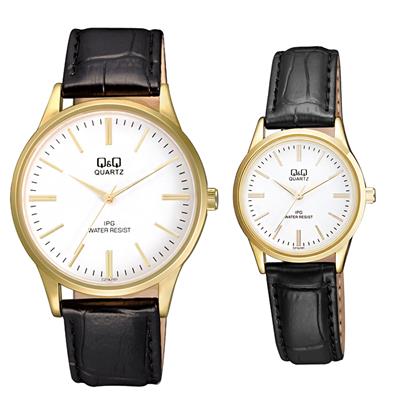 ست ساعت مچی عقربه ای مردانه زنانه کیو اند کیو مدل c214j101y به همراه دستمال مخصوص برند کلین واچ