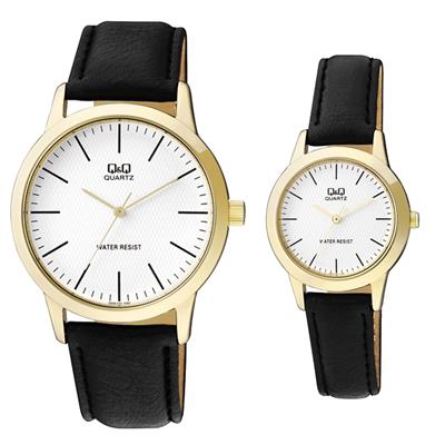 ست ساعت مچی عقربه ای مردانه زنانه کیو اند کیو مدل q946j101yبه همراه دستمال مخصوص برند کلین واچ