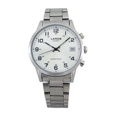 ساعت مچی عقربه ای مردانه لاروس مدل 0917 80095 d به همراه دستمال مخصوص برند کلین واچ