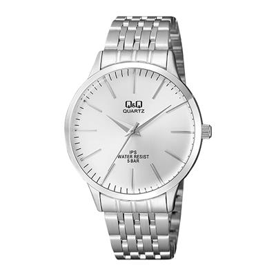 ساعت مچی عقربه ای مردانه کیو اند کیو مدل qz16j201y به همراه دستمال مخصوص برند کلین واچ