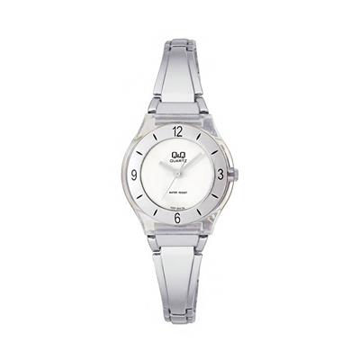 ساعت مچی عقربه ای زنانه کیو اند کیو مدل fz01 204y به همراه دستمال مخصوص برند کلین واچ