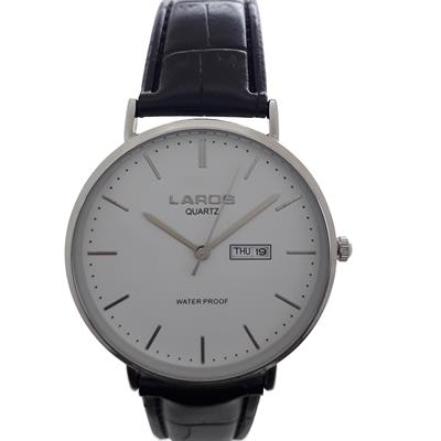 ساعت مچی عقربه ای مردانه لاروس مدل 80005s به همراه جاسوییچی طرح گاز انبر مدل jk113