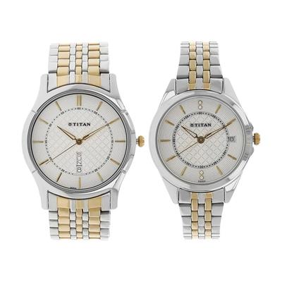 ست ساعت مچی عقربه ای زنانه و مردانه تایتن مدل t16362565bm01