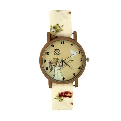 ساعت مچی عقربه ای زنانه ژیهات طرح دختر و پرنده کد 003