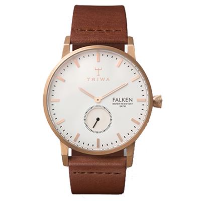 ساعت مچی عقربه ای تریوا مدل rose falken brown