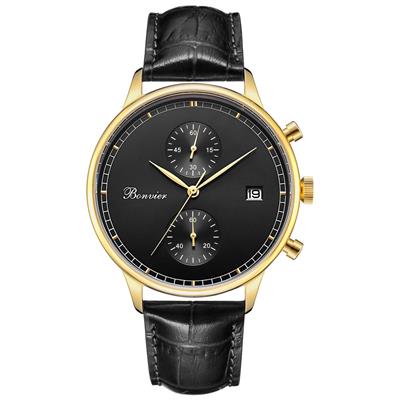 ساعت مچی عقربه ای بونویر مدل lugano blackgold