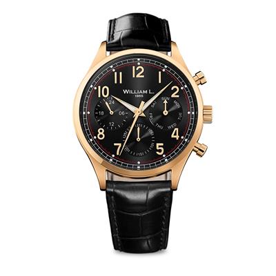 ساعت مچی عقربه ای ویلیام ال 1985 مدل vintage style calendar gold black